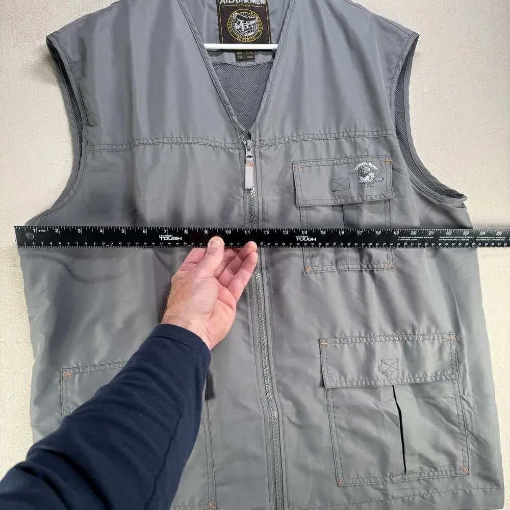 Atlas for Men Lightweight Fishing Vest XL Men's Gray Zip Pockets Lined Outdoor - Picture 7 of 8